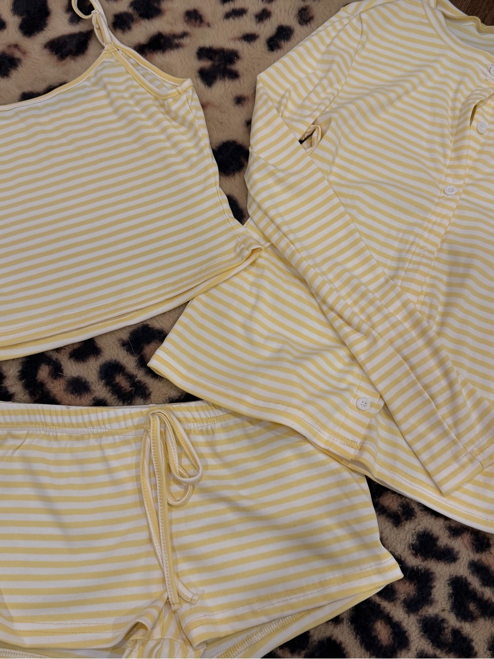 Striped Yellow & White Women’s 3-Piece Set - Picture 3 of 5